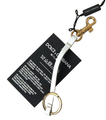 Dolce & Gabbana Schlüsselanhänger aus schwarzem Silikon mit DG Logo aus goldfarbenem Messing
