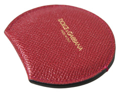 Dolce & Gabbana Red Calfskin Leather Round Hand Mirror Holder