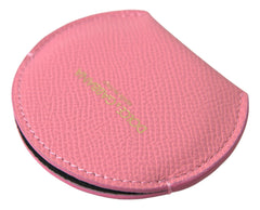 Dolce & Gabbana Pinkes Kalbsleder Rundes Logo-Print Handspiegelhalter