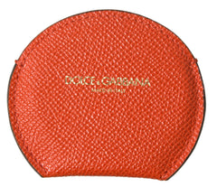 Dolce & Gabbana Oranges Kalbsleder Rundes Logo Handspiegelhalter