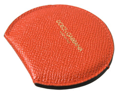Dolce & Gabbana Oranges Kalbsleder Rundes Logo Handspiegelhalter