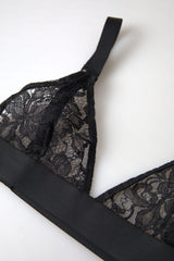 Dolce & Gabbana Schwarzer BH aus Nylon-Stretch mit Blumenspitze