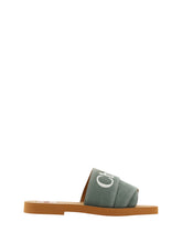 Chloé Waldgrüne Baumwoll-Slides Woody Sandalen