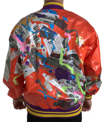 Dolce & Gabbana orangefarbene Polyester-Blousonjacke mit Knöpfen