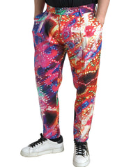 Dolce & Gabbana Herrenhose aus Leinen mit mehrfarbigem Aufdruck