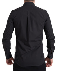 Dolce & Gabbana Schwarzes Baumwollhemd für Herren mit langen Ärmeln, Modell MARTINI