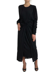 Dolce & Gabbana schwarzes Wickel-Kleid aus Wolle, Etui-Stil, Midi-Länge