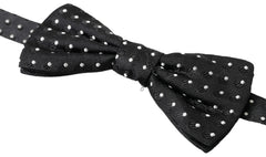 Dolce & Gabbana Schwarze gepunktete Seidenfliege für Herren, verstellbar