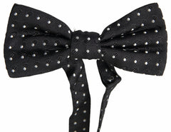 Dolce & Gabbana Schwarze gepunktete Seidenfliege für Herren, verstellbar
