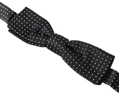 Dolce & Gabbana Schwarze gepunktete Seiden-Fliege für Herren, verstellbar