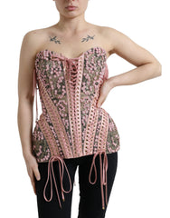Dolce & Gabbana Rosa Blumenapplikation Bustier-Korsett-Top