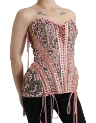 Dolce & Gabbana Rosa Blumenapplikation Bustier-Korsett-Top