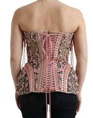 Dolce & Gabbana Rosa Blumenapplikation Bustier-Korsett-Top
