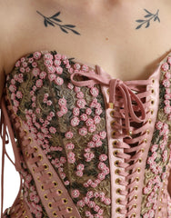 Dolce & Gabbana Rosa Blumenapplikation Bustier-Korsett-Top