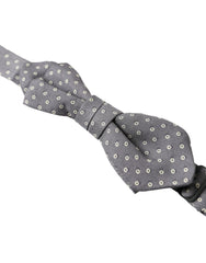 Dolce & Gabbana Graue Polka Dots Seide Verstellbare Hals Papillon Fliege