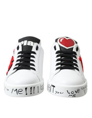 Dolce & Gabbana Weiße Love Patch Portofino Classic Sneaker Schuhe