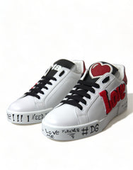 Dolce & Gabbana Weiße Love Patch Portofino Classic Sneaker Schuhe