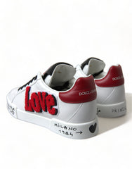 Dolce & Gabbana Weiße Love Patch Portofino Classic Sneaker Schuhe
