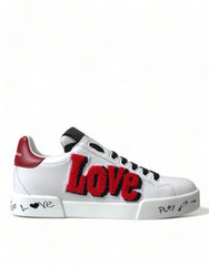 Dolce & Gabbana Weiße Love Patch Portofino Classic Sneaker Schuhe