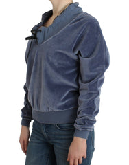 Cavalli Blue velvet cotton sweater