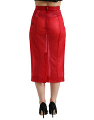 Dolce & Gabbana Rode Transparante Hoge Taille Kokerrok