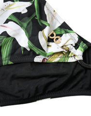 Dolce & Gabbana Schwarze Lilien-Print Bademoden-Hose Strandbekleidung Bikini