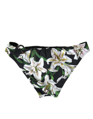 Dolce & Gabbana Schwarze Lilien-Print Bademoden-Hose Strandbekleidung Bikini