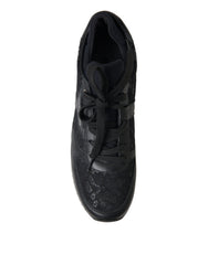 Dolce & Gabbana Schwarze floral gemusterte Schnürschuhe aus Leder und Spitze