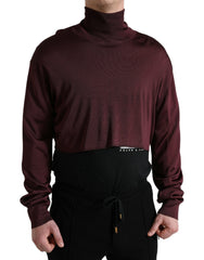 Dolce & Gabbana Burgundfarbener Rollkragenpullover aus Viskose