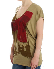 Costume National Grünes, kurzärmliges T-Shirt mit Aufdruck