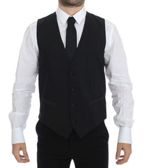 Dolce & Gabbana Schwarzes Kleid aus Wolle, Seide und Stretch