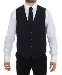 Dolce & Gabbana Blauer Baumwoll-Stretch-Kleid-Westen-Blazer