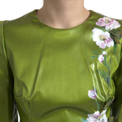 Dolce & Gabbana Grünes, blumenverziertes Etui-Midikleid