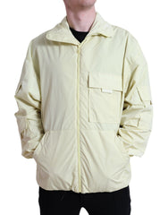 Dolce & Gabbana Gelbe Nylon-Parka-Jacke mit Kragen und durchgehendem Reißverschluss