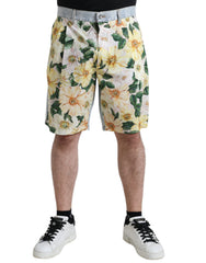 Dolce & Gabbana Denim-Bermudashorts mit mehrfarbigem Blumenmuster