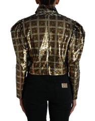 Dolce & Gabbana Multicolor Polyester Sequined Cropped Jacket