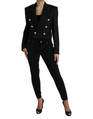Dolce & Gabbana Schwarze gestreifte SICILIA Zweireiher-Jacke