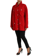 Dolce & Gabbana Roter Regenmantel mit Kapuze und Knöpfen aus Polyester
