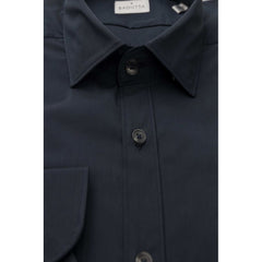 Bagutta Blaues Baumwoll Herrenhemd Slim Fit mit französischem Kragen