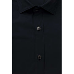 Bagutta Blaues Baumwoll Herrenhemd Slim Fit mit französischem Kragen