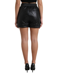 Dolce & Gabbana Schwarze verzierte High Waist Hot Pants Shorts