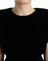 Dolce & Gabbana Schwarze Samt-Bluse mit Passform und gepolsterten Schultern