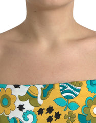 Dolce & Gabbana Ärmelloses, bauchfreies Top mit mehrfarbigem Blumenmuster