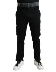 Dolce & Gabbana Schwarze Graue Schmale Baumwoll-Jeanshose