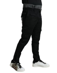 Dolce & Gabbana Schwarze Graue Schmale Baumwoll-Jeanshose