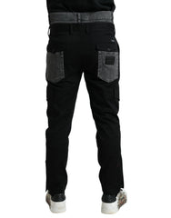 Dolce & Gabbana Schwarze Graue Schmale Baumwoll-Jeanshose