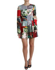 Dolce & Gabbana Mini-Shift-Kleid aus mehrfarbigem floralem Patchwork