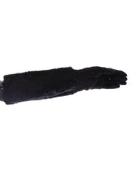 Dolce & Gabbana Schwarze Spitzenhandschuhe aus Wolle, Lammfell und Pelz (Ellbogenlang)