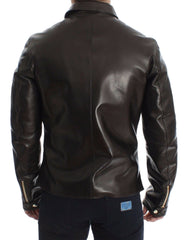 Dolce & Gabbana Braune Lammleder-Reißverschlussjacke