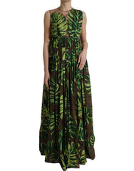 Dolce & Gabbana Maxikleid Ärmellos Grüne Bananenblätter